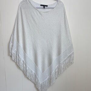 White House Black Market Shimmering  Cream Metallic Gold Poncho
